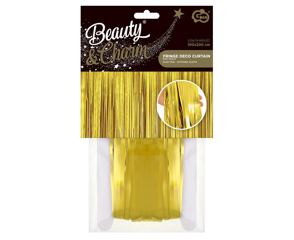 Fringe Deco Curtain B&C, mat gold, 100 x 200 cm