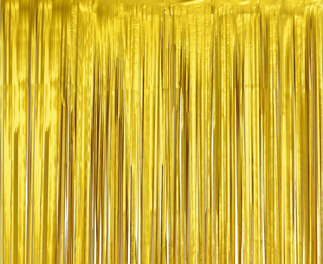Fringe Deco Curtain B&C, mat gold, 100 x 200 cm
