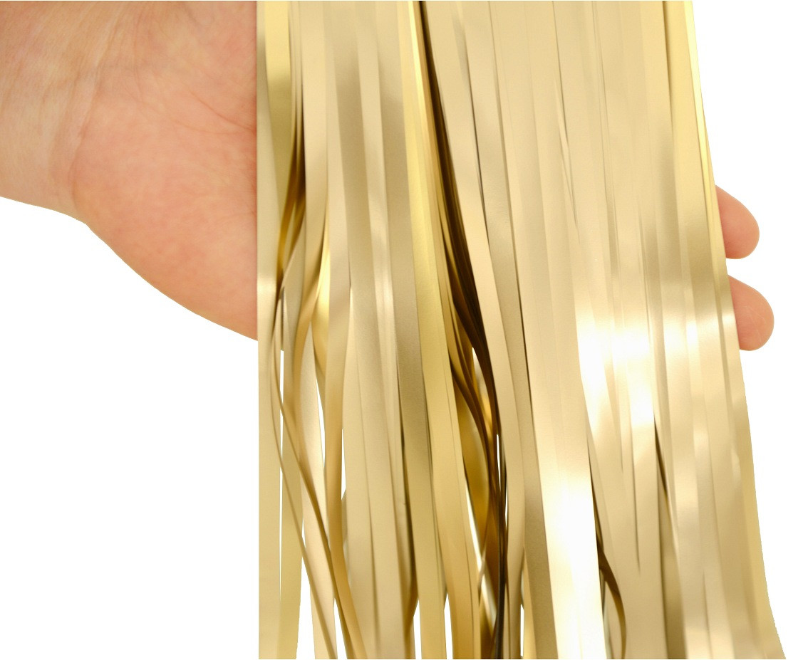 Fringe Deco Curtain B&C, mat light gold, 100 x 200 cm