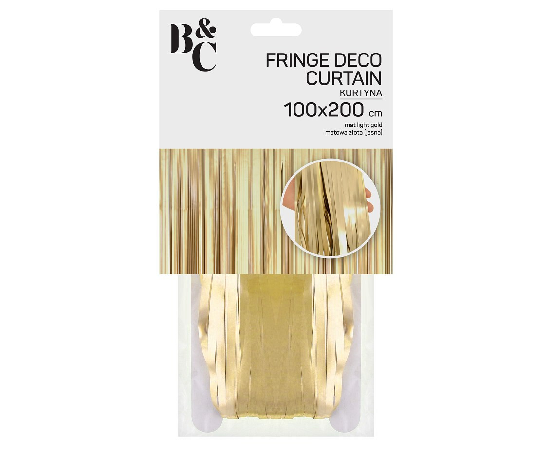 Fringe Deco Curtain B&C, mat light gold, 100 x 200 cm