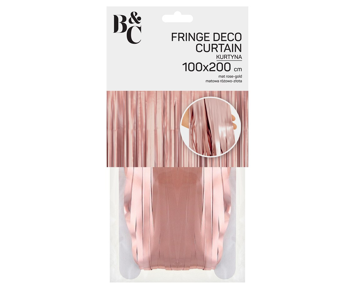 Fringe Deco Curtain B&C, mat rose-gold, 100 x 200 cm