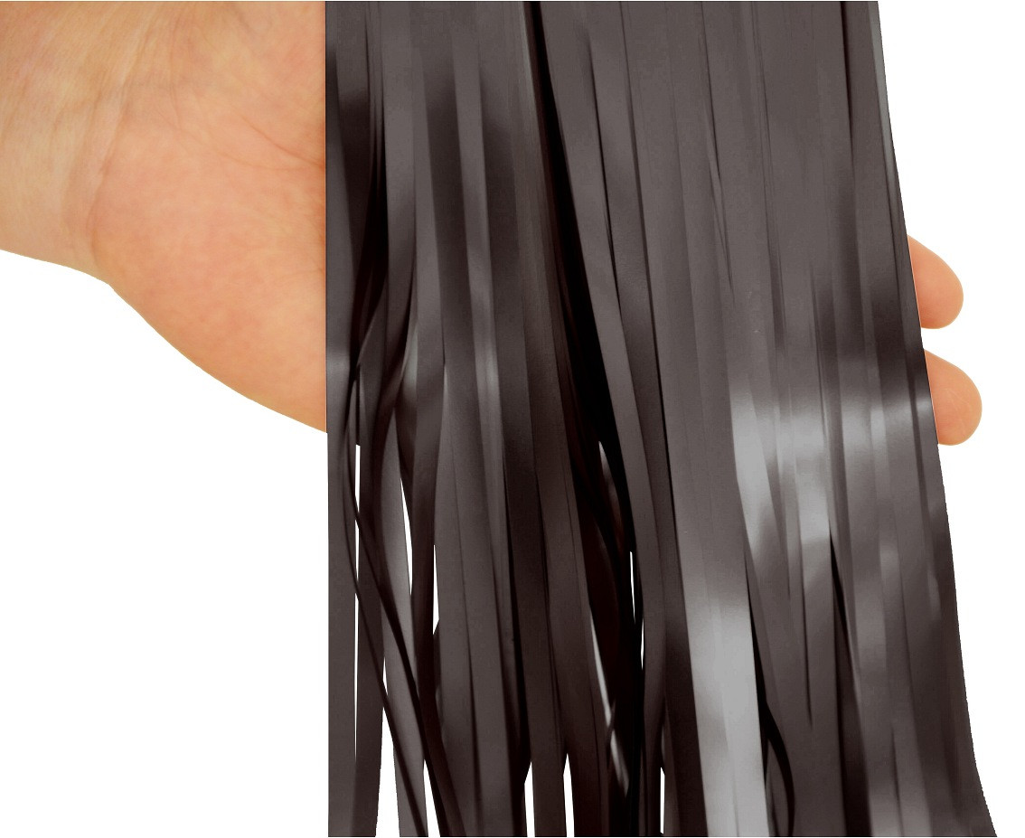 Fringe Deco Curtain B&C, mat black, 100 x 200 cm