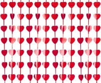Fringe Deco Curtain B&C Hearts, metallic red, 100 x 200 cm