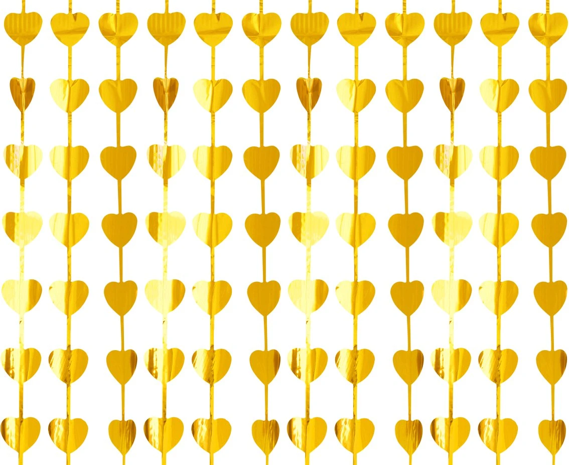Fringe Deco Curtains B&C Hearts, metallic gold, 100 x 200 cm EOL