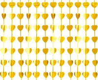 Fringe Deco Curtains B&C Hearts, metallic gold, 100 x 200 cm EOL