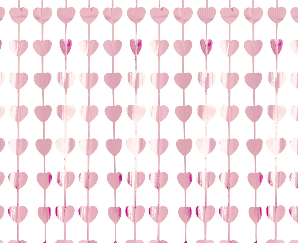 Fringe Deco Curtain B&C Hearts, metallic pink, 100 x 200 cm EOL