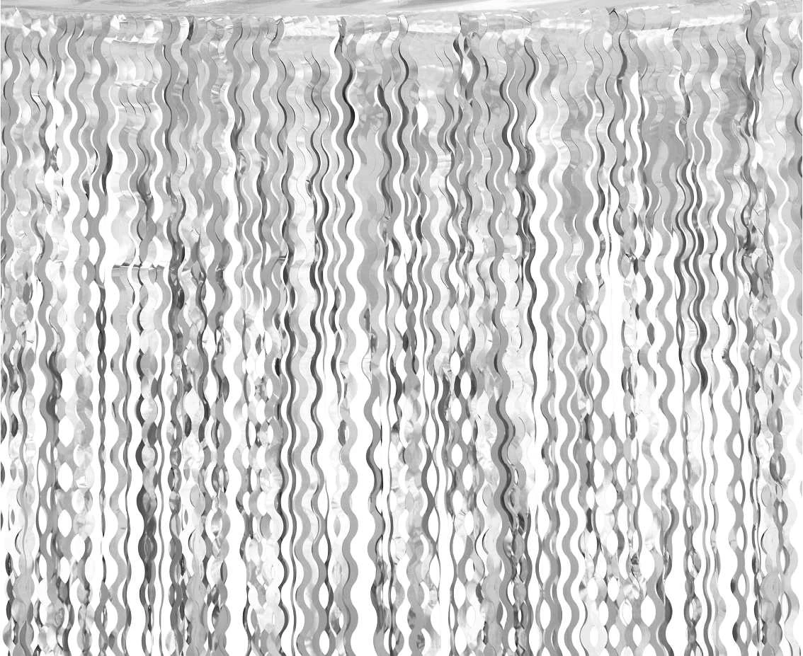 Fringe Deco Curtain B&C Swirls, metallic silver, 100 x 200 cm