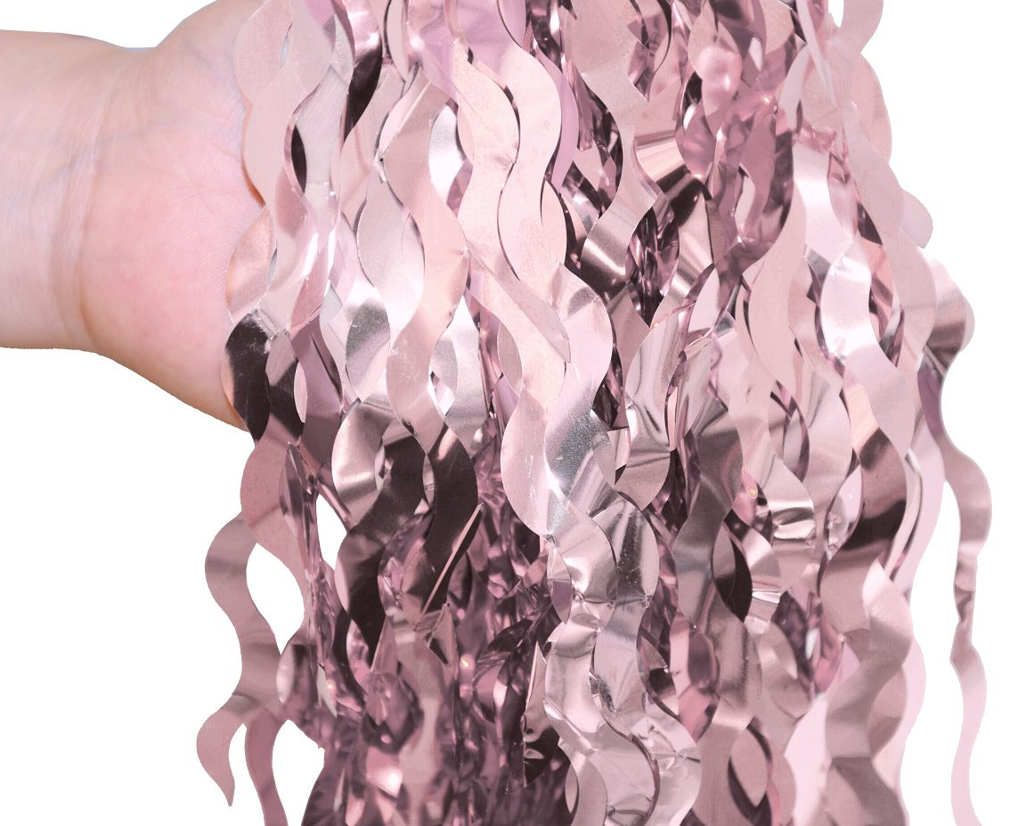 Fringe Deco Curtain B&C Swirls, metallic pink, 100 x 200 cm