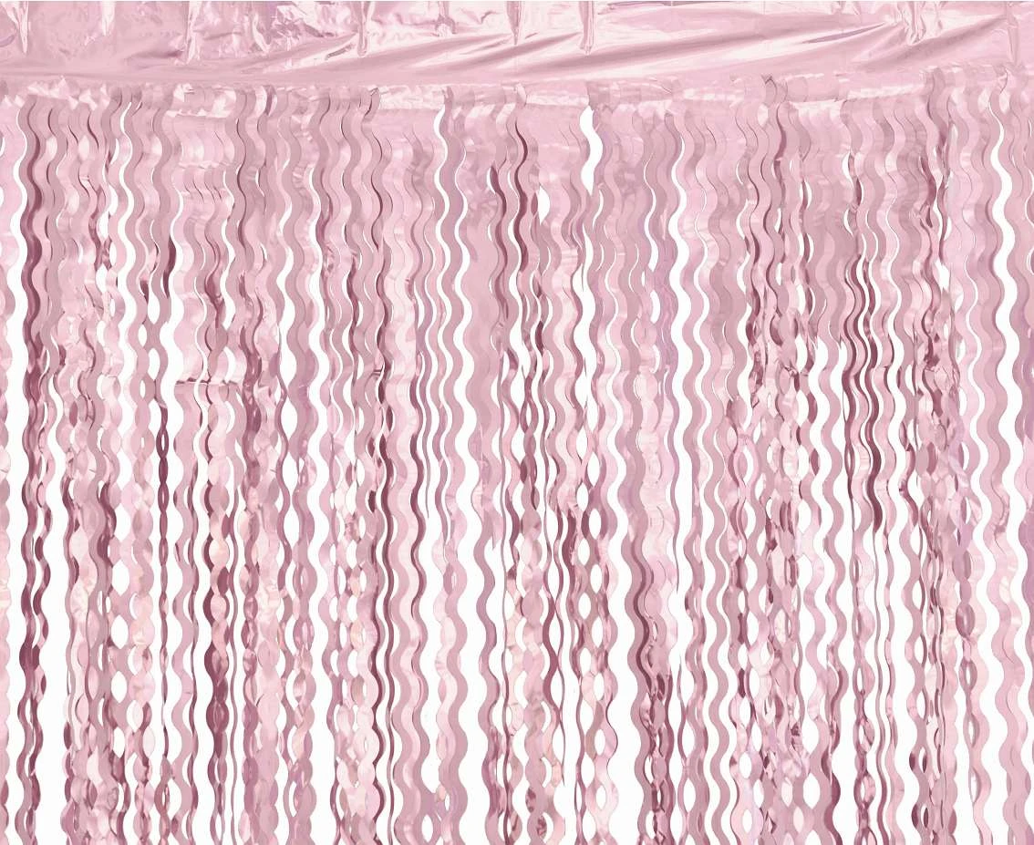 Fringe Deco Curtain B&C Swirls, metallic pink, 100 x 200 cm