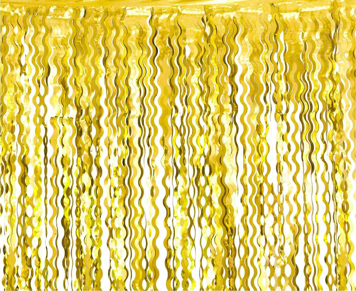 Fringe Door Curtain B&C Swirls, metallic gold, 100 x 200 cm
