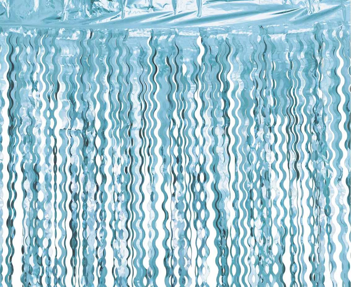 Fringe Door Curtain B&C Swirls, metallic turquoise, 100 x 200 cm