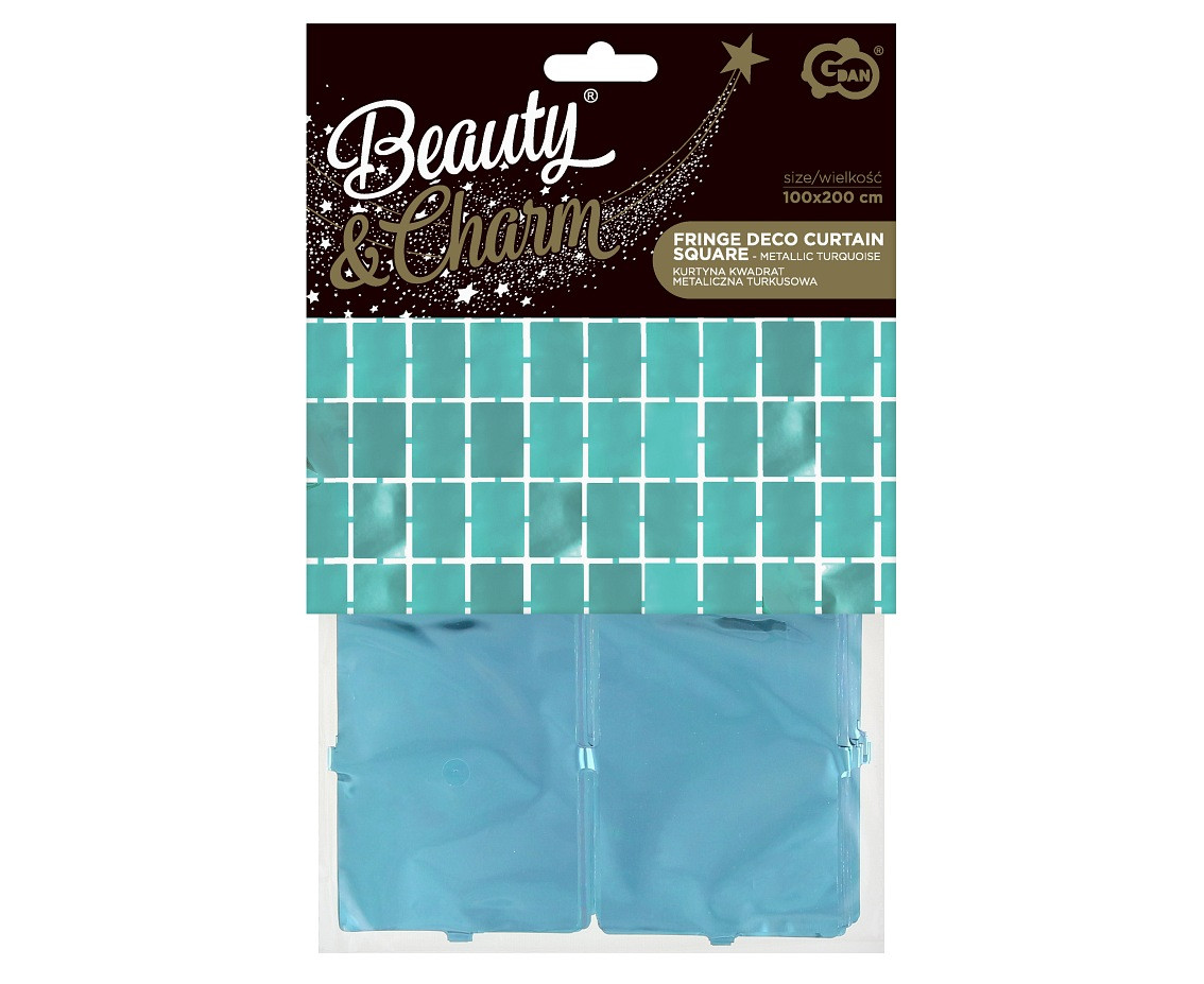 Curtain Fringe Deco B&C Square, metallic turquoise, 100 x 200 cm EOL
