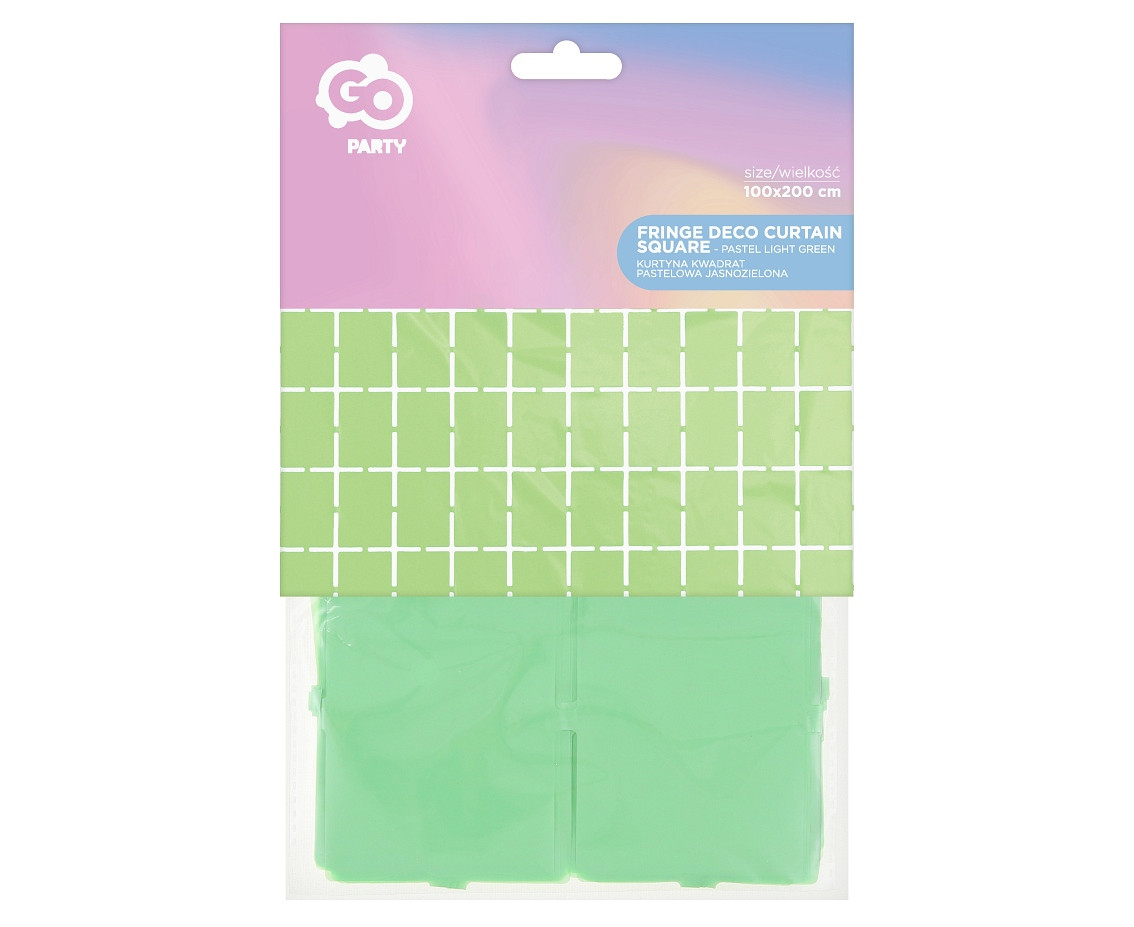 Fringe Deco Curtain Square, pastel light green, 100 x 200 cm