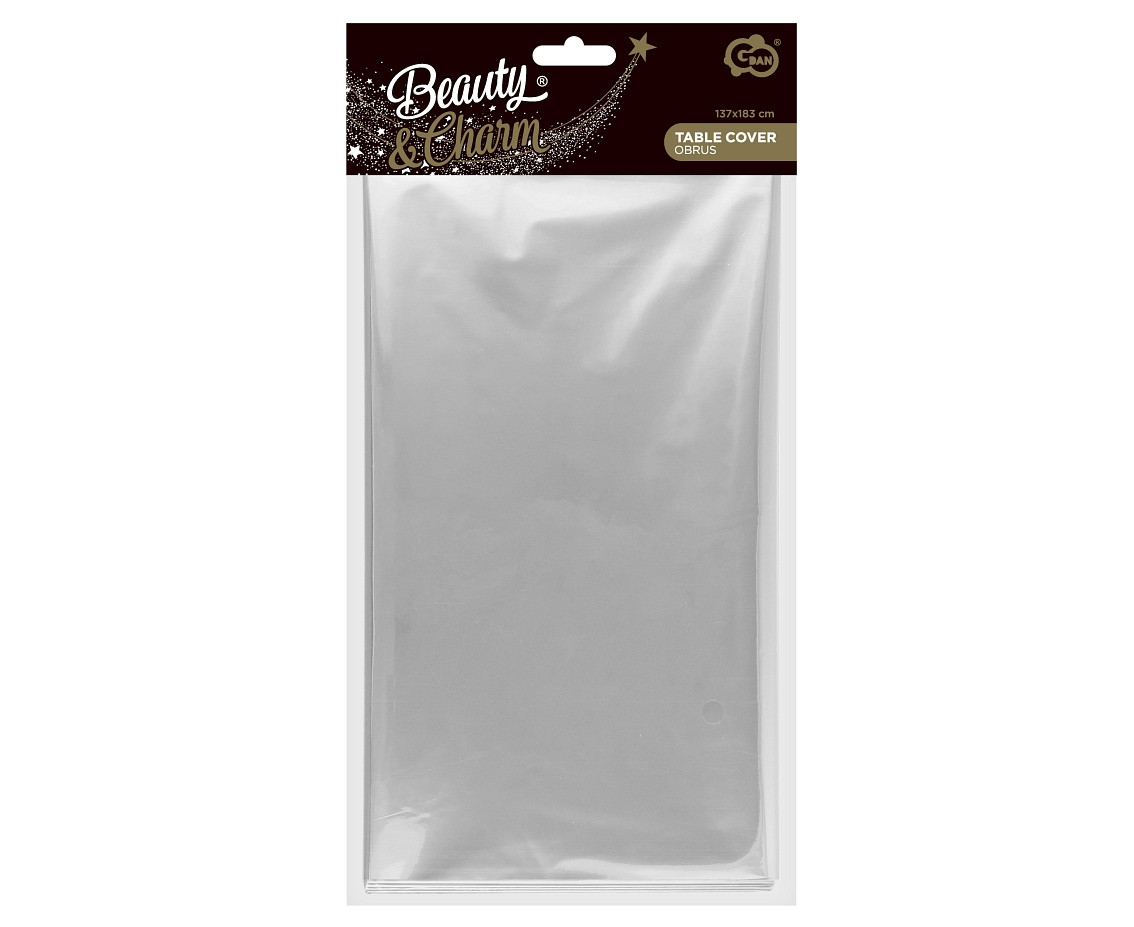 Foil tablecloth B&C metallic silver, 137 x 183 cm