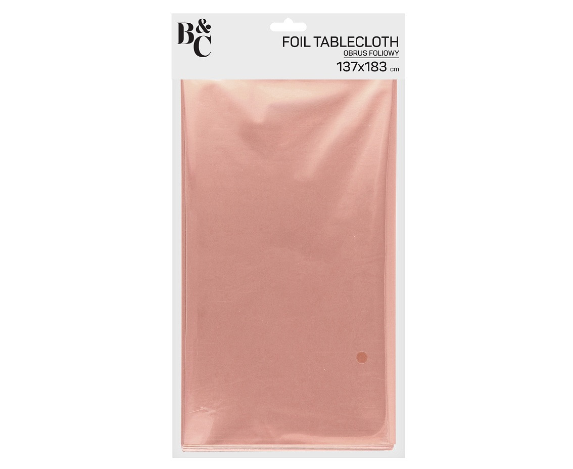 Foil tablecloth B&C metallic rose-gold, 137 x 183 cm