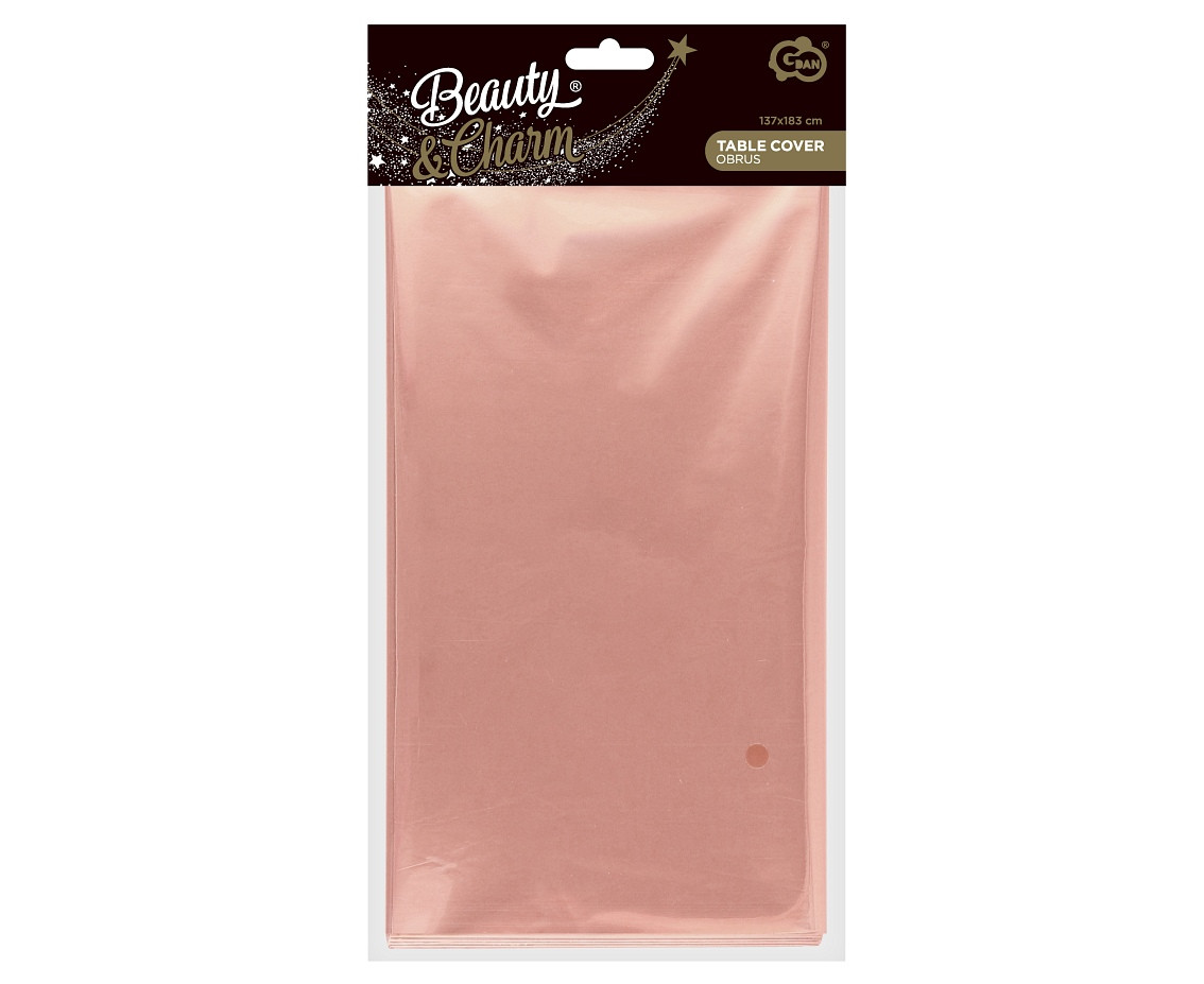 Foil tablecloth B&C metallic rose-gold, 137 x 183 cm