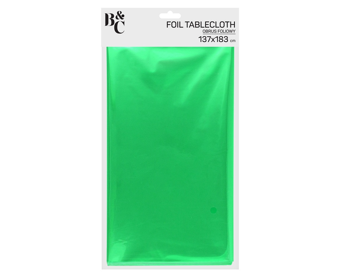 Foil tablecloth B&C metallic green, 137 x 183 cm
