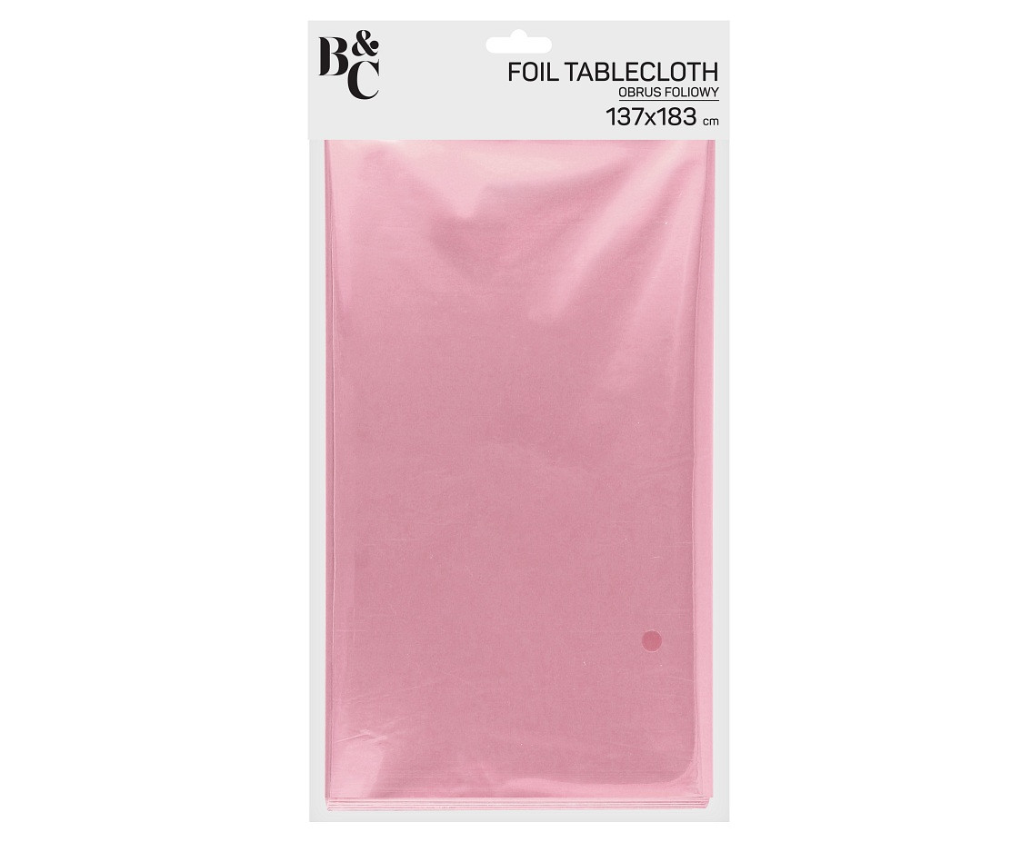 Foil tablecloth B&C metallic pink, 137 x 183 cm