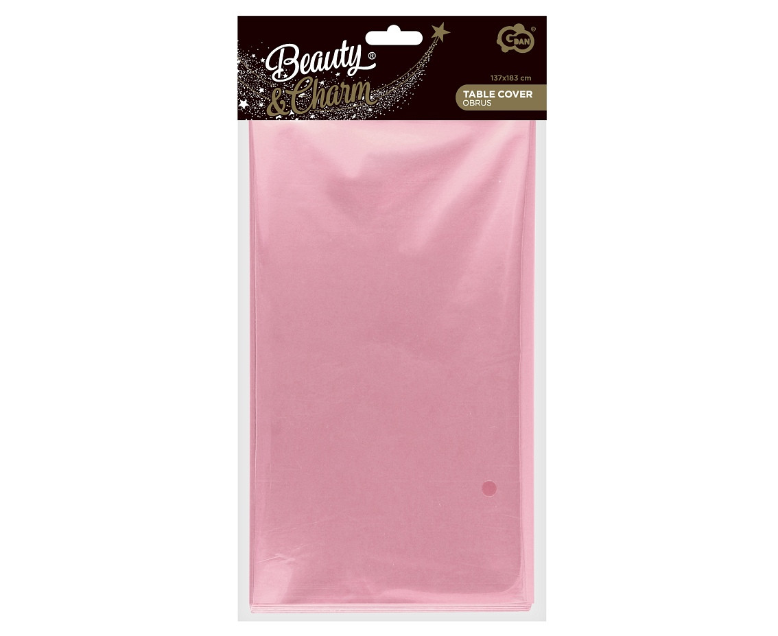 Foil tablecloth B&C metallic pink, 137 x 183 cm