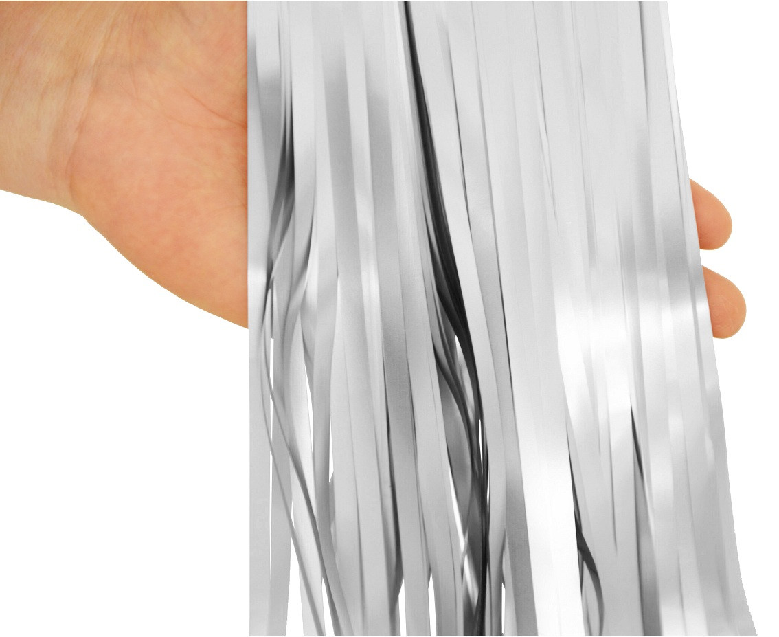 Fringe Deco Curtain B&C, mat silver, 100 x 200 cm