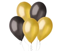 Balloons Gemar 10", metallic gold and black, 50pcs