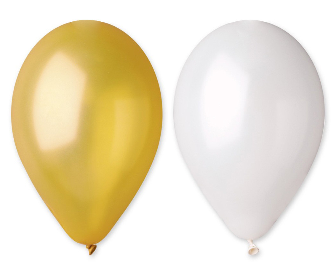 Balloons Gemar 10", metallic gold and pearl, 50pcs
