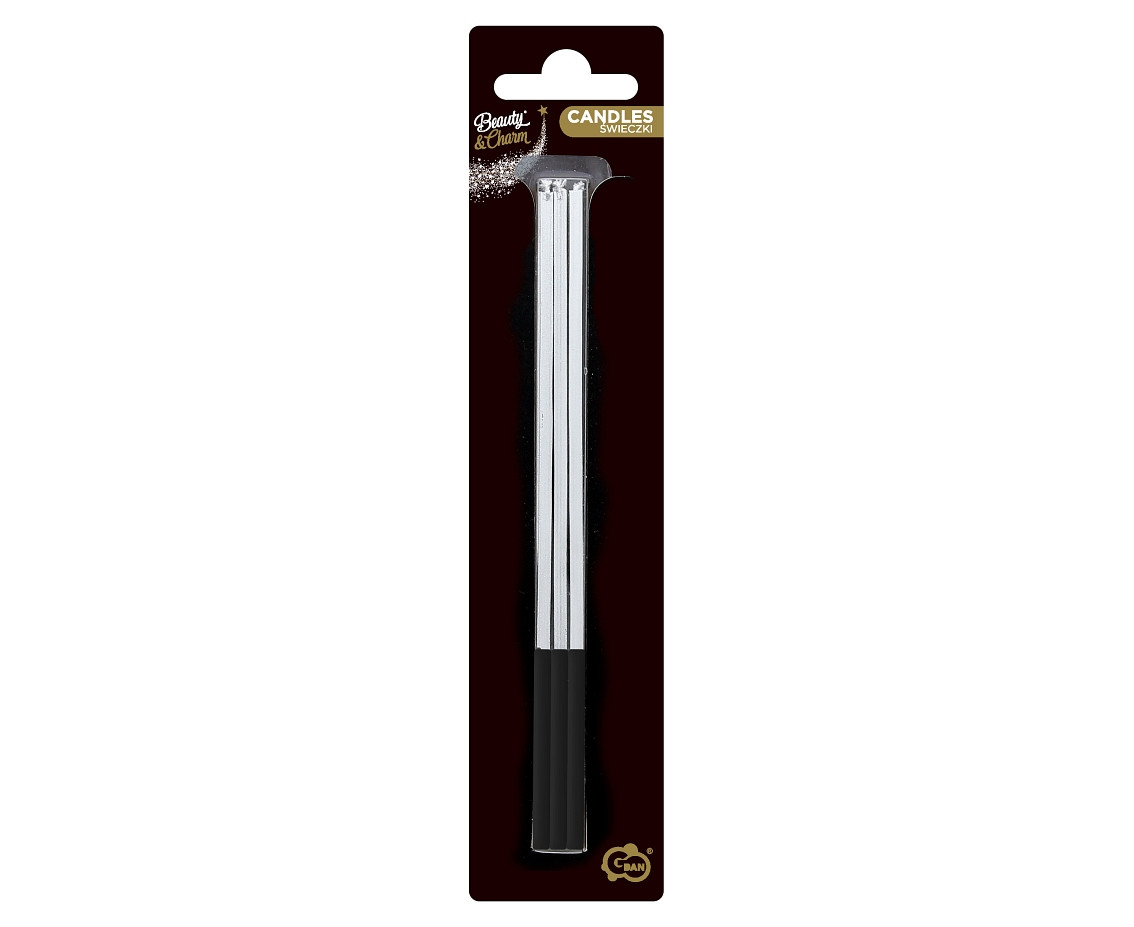 Candles Magic Flames, silver, 3x3x150mm, 6 pcs