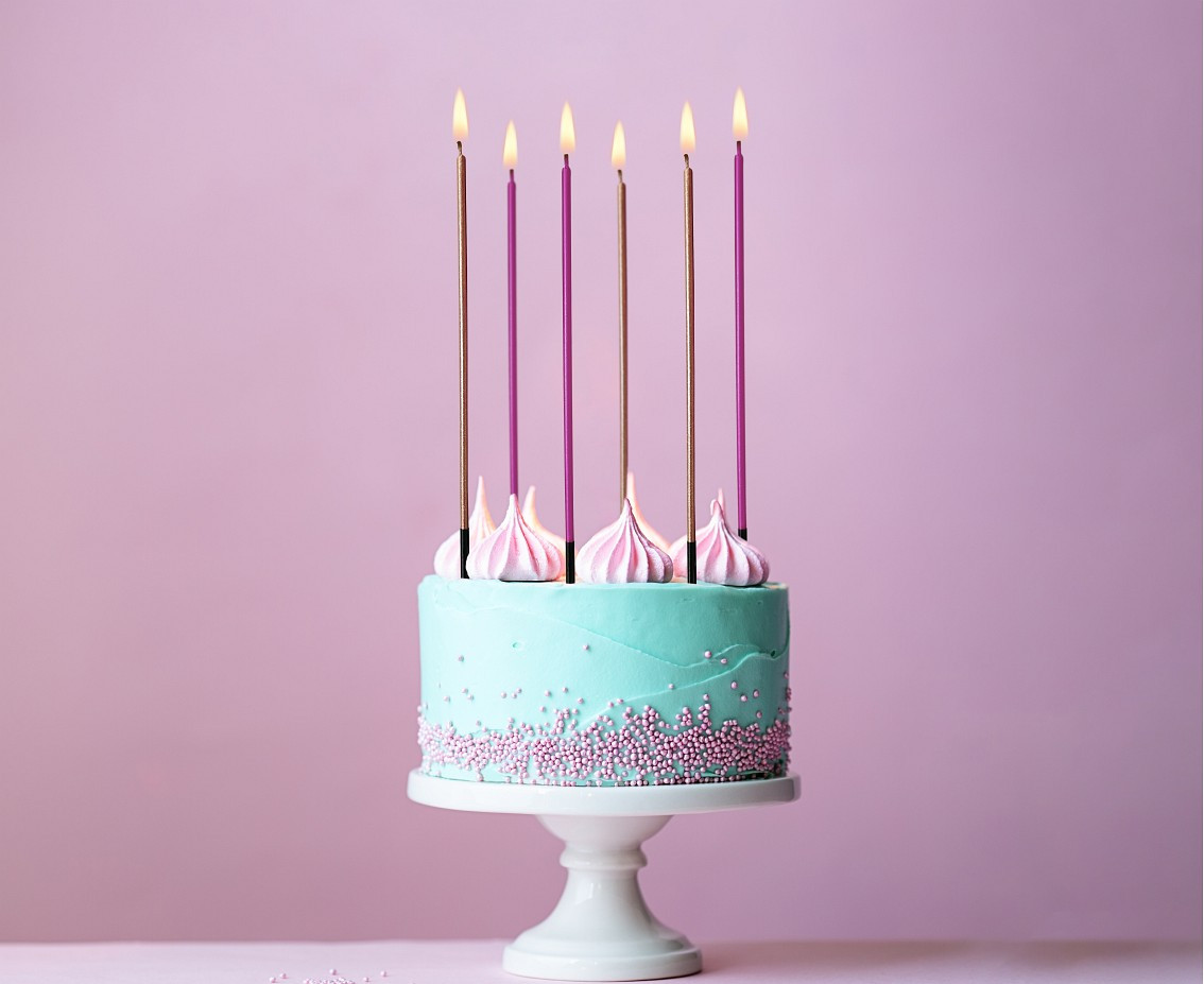Metallic candles, pink / golden pink, 3x3x170mm, 6 pcs EOL