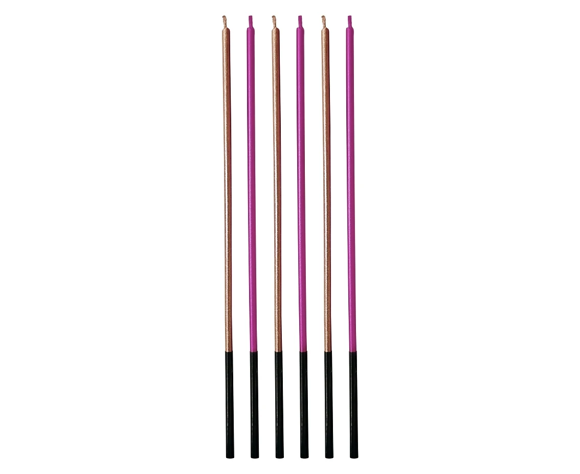 Metallic candles, pink / golden pink, 3x3x170mm, 6 pcs EOL
