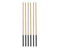 Metallic candles, pink / gold, 3x3x170mm, 6 pcs
