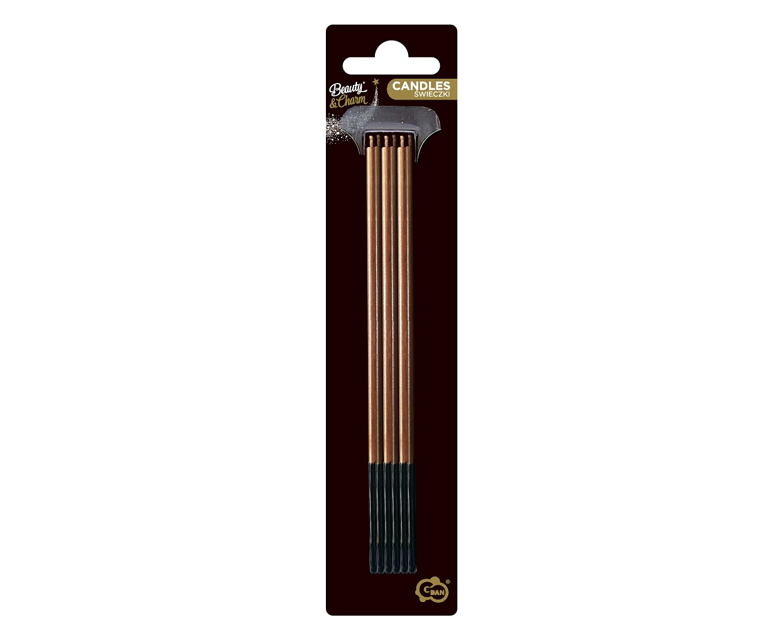 Metallic candles, mocca / copper, 3x3x170mm, 6 pcs EOL