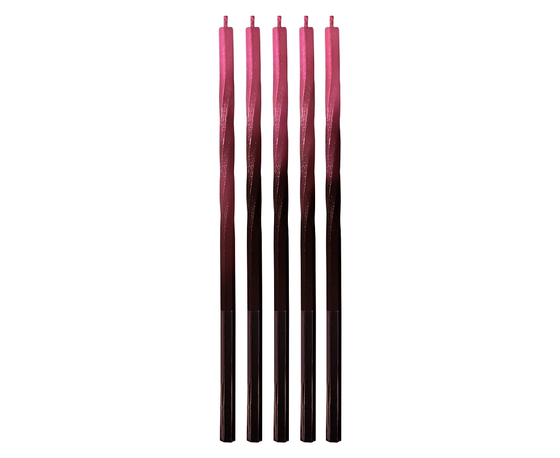 Candles Swirl Ombre, red / black, 5x5x150mm, 5 pcs