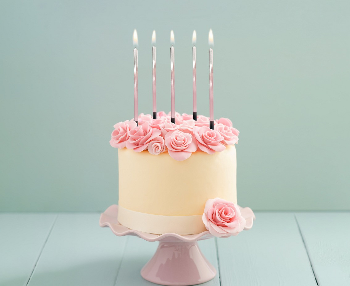 Candles Swirl Ombre, pink / white, 5x5x150mm, 5 pcs