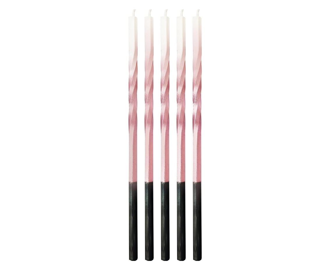 Candles Swirl Ombre, pink / white, 5x5x150mm, 5 pcs