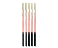Candles Swirl Ombre, gold / cream, 5x5x150mm, 5 pcs