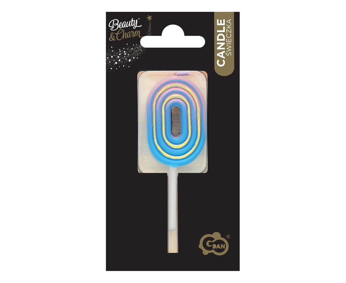 Number candle Neon 0, total length 8 cm