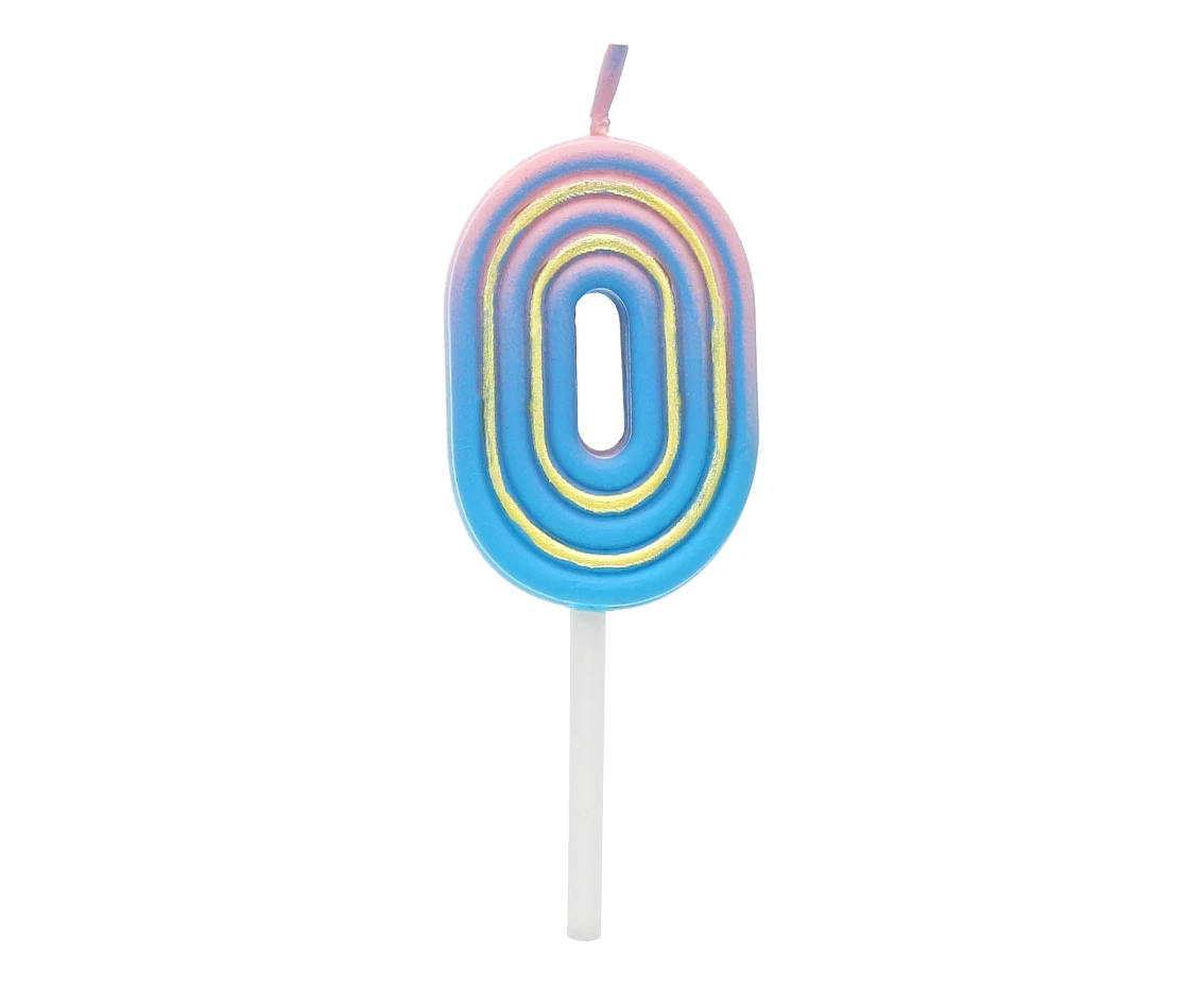 Number candle Neon 0, total length 8 cm