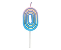Number candle Neon 0, total length 8 cm