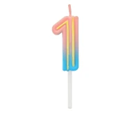 Number candle Neon 1, total length 8 cm