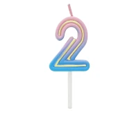 Number candle Neon 2,  total length 8 cm