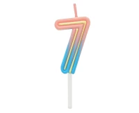 Number candle Neon 7,  total length 8 cm
