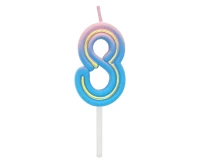 Number candle Neon 8,  total length 8 cm