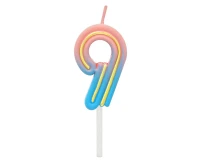 Number candle Neon 9,  total length 8 cm