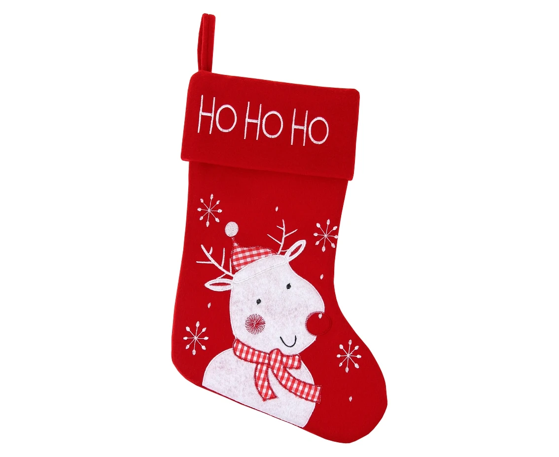 XMas stocking White Reindeer, size 45,5 cm
