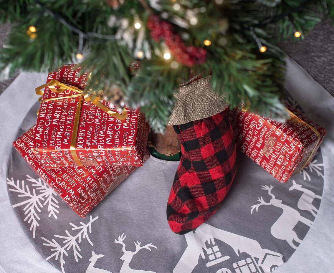 Santa Claus sock Red-White Checkered Pattern, size 40,5 cm