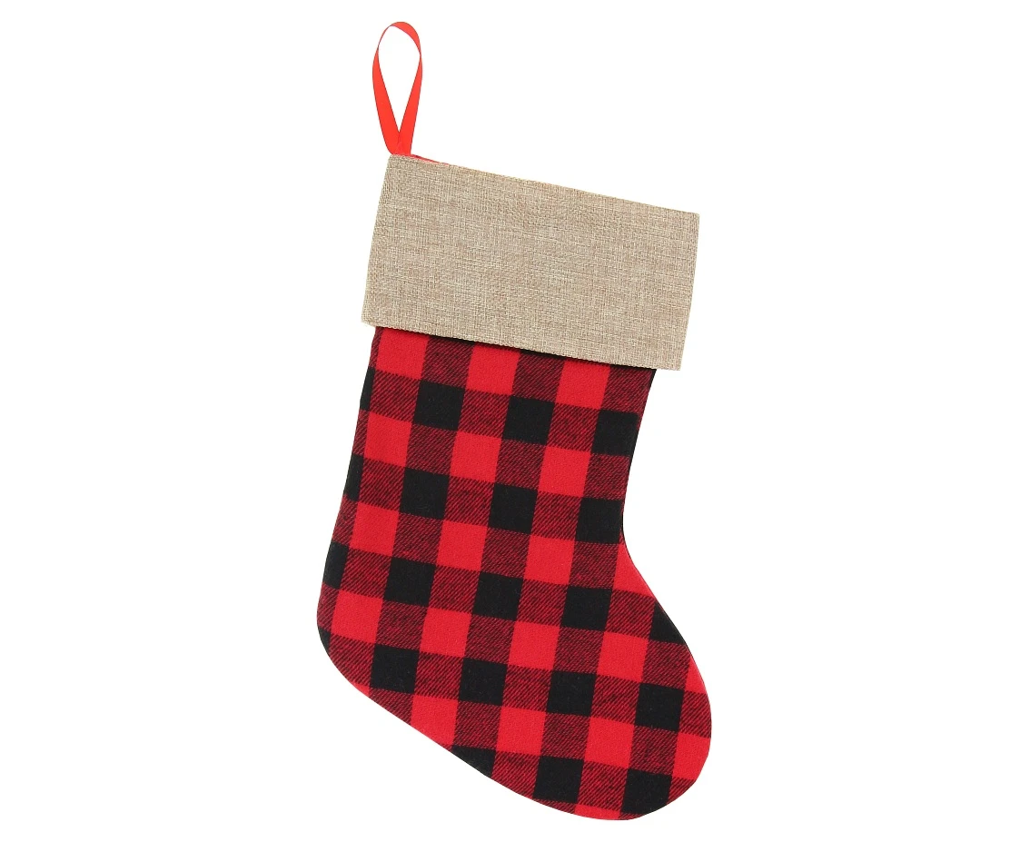Santa Claus sock Red-White Checkered Pattern, size 40,5 cm