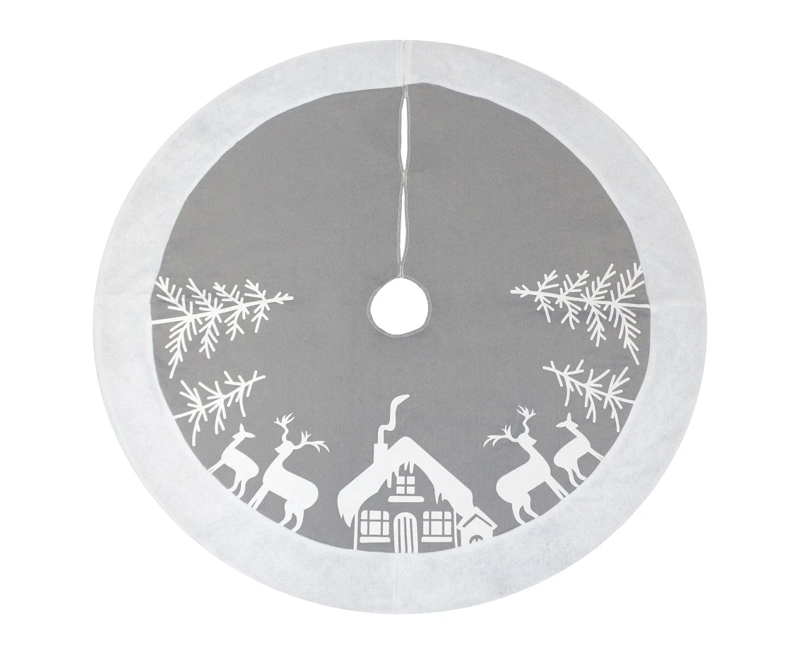 XMas tree skirt Reindeer, silver, size 90 cm