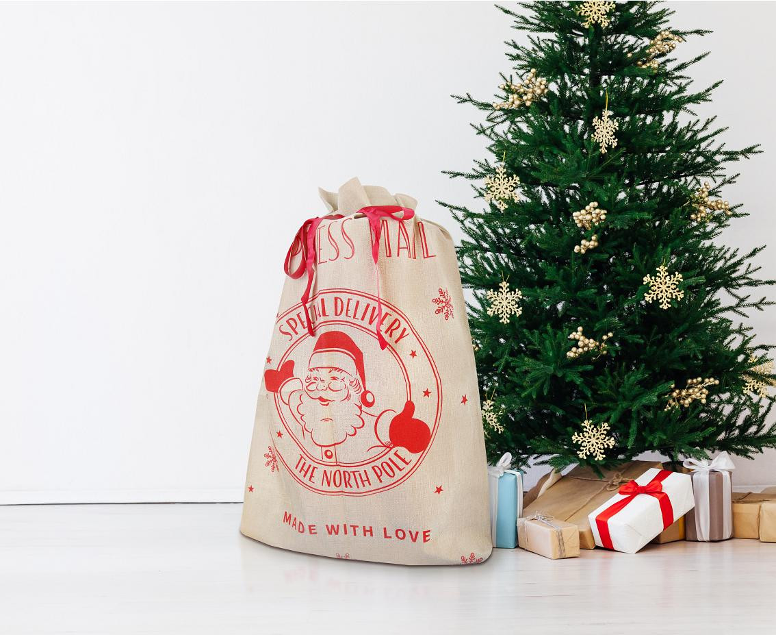 XMas sack Santa, jute, size 70x100cm