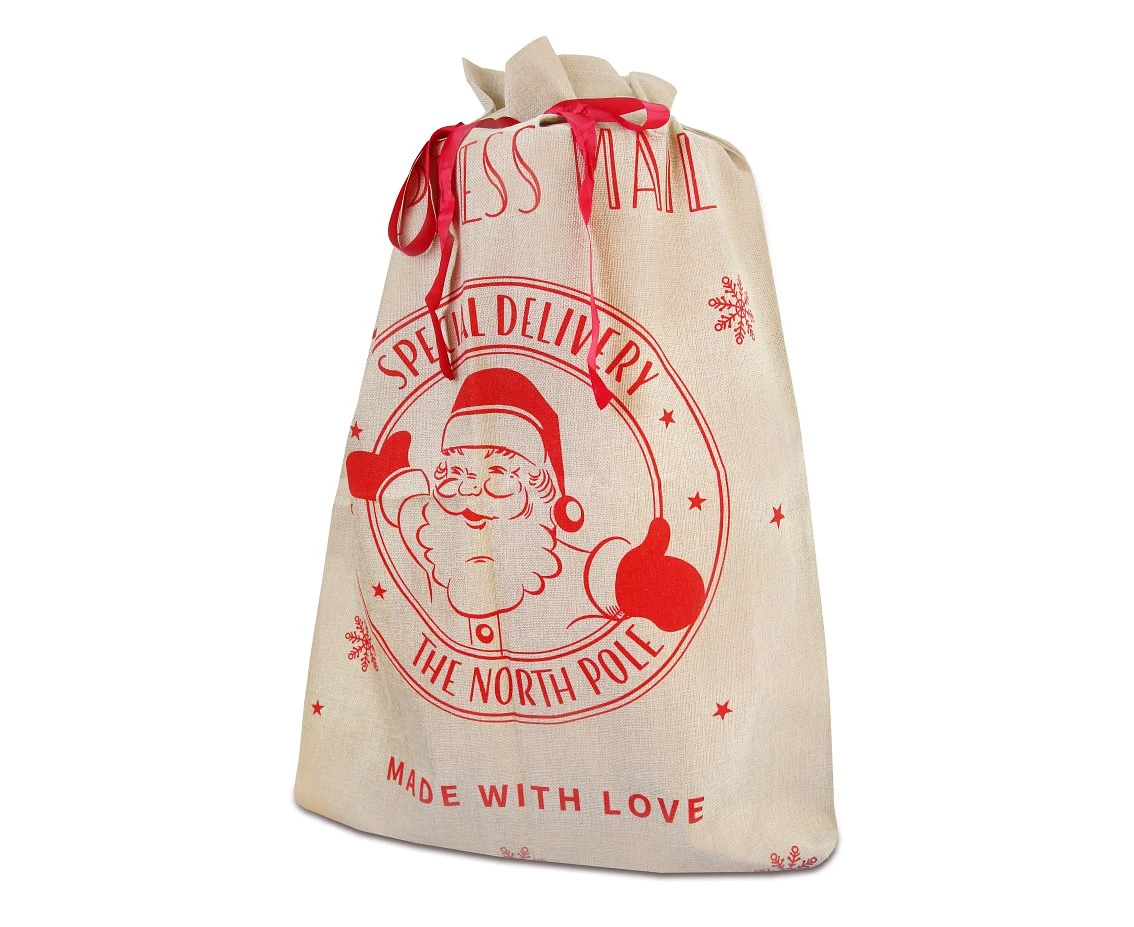 XMas sack Santa, jute, size 70x100cm