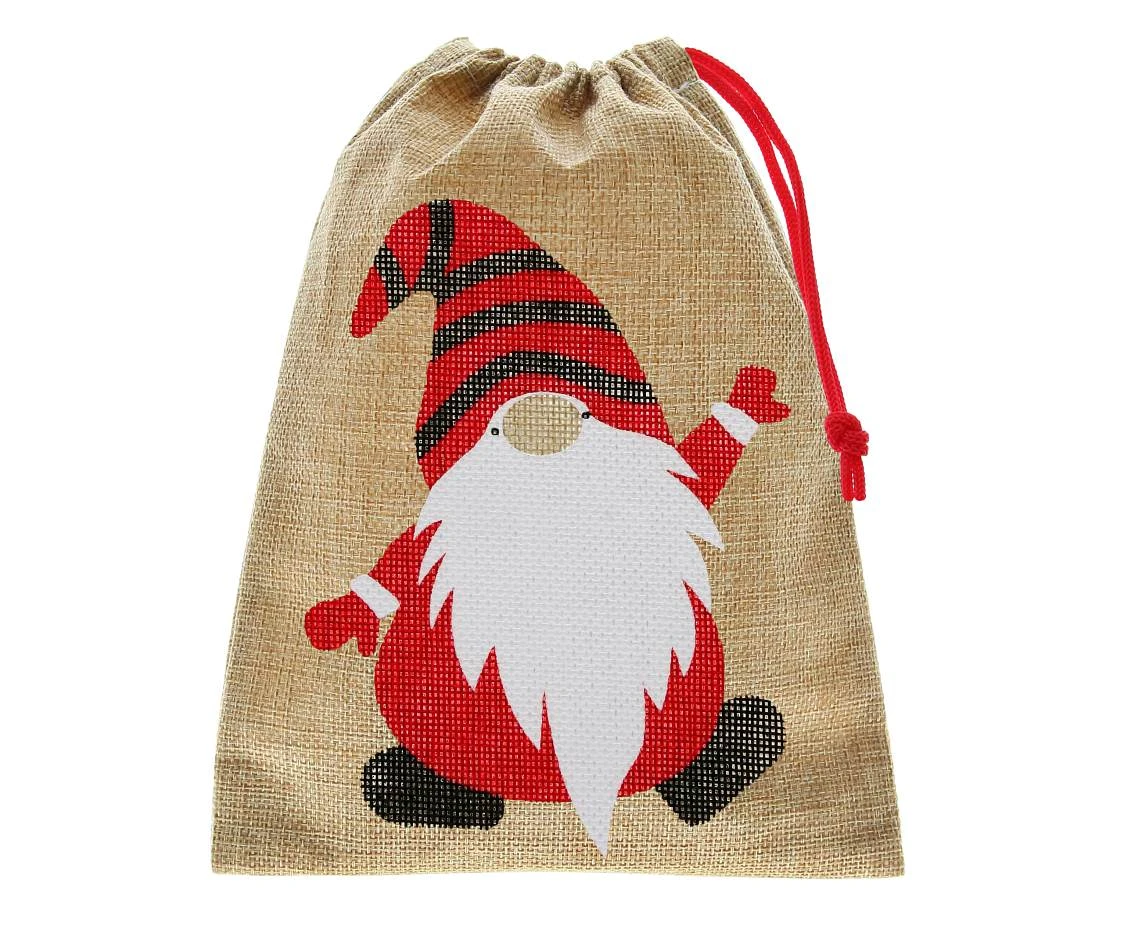 XMas sack Gnome, jute, size 18x24 cm
